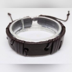 Men's Bracelet Leather Braided Brown‎ New f40